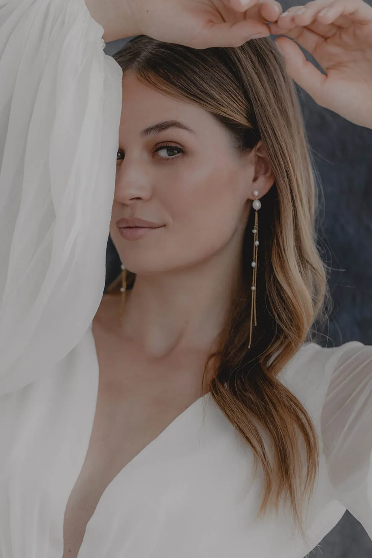 Extra-lange Perlen-Ohrhänger – Gabriella>Juvelan Online