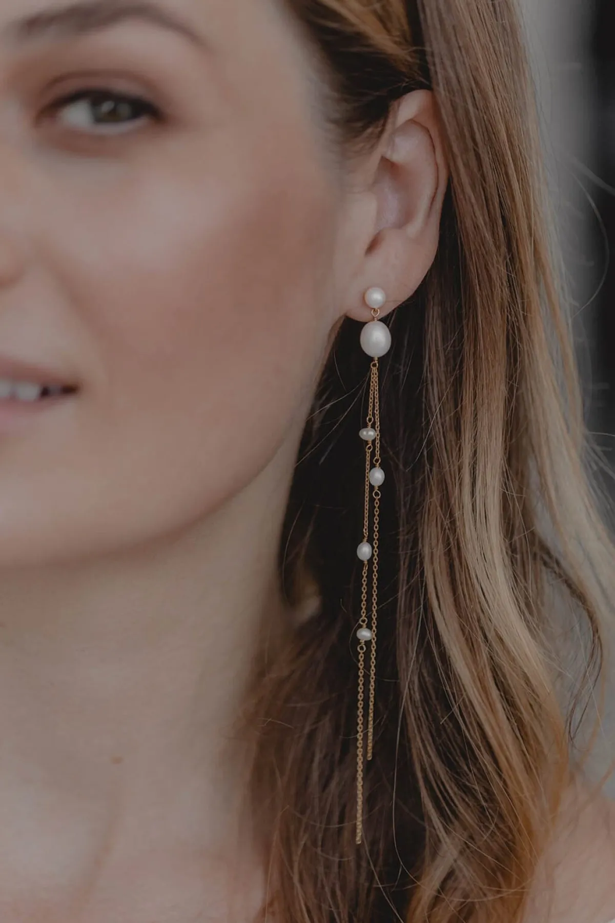 Extra-lange Perlen-Ohrhänger – Gabriella>Juvelan Online