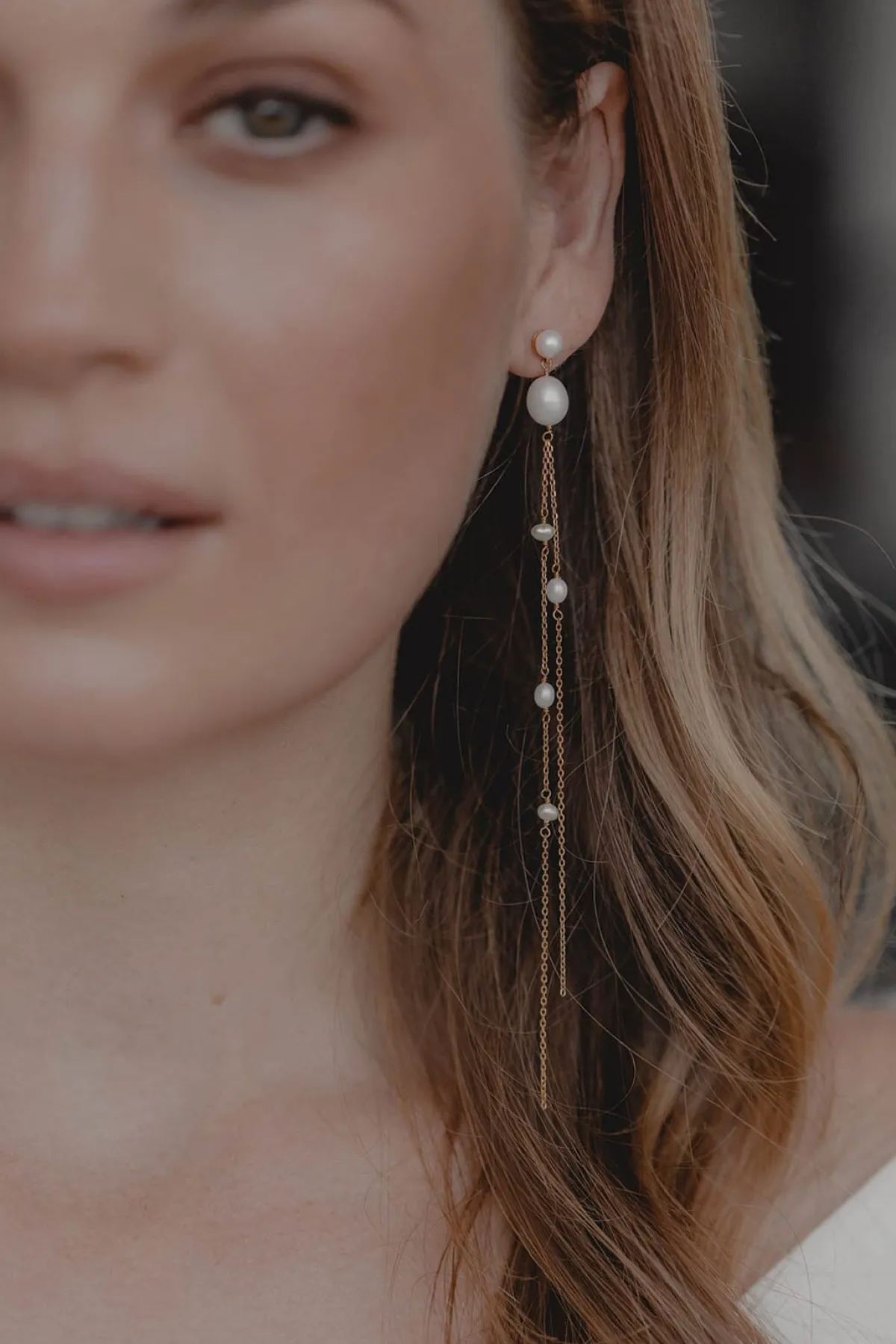 Extra-lange Perlen-Ohrhänger – Gabriella>Juvelan Online