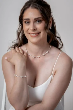 Filigrane Braut Halskette mit Perlen><noscript><img width=