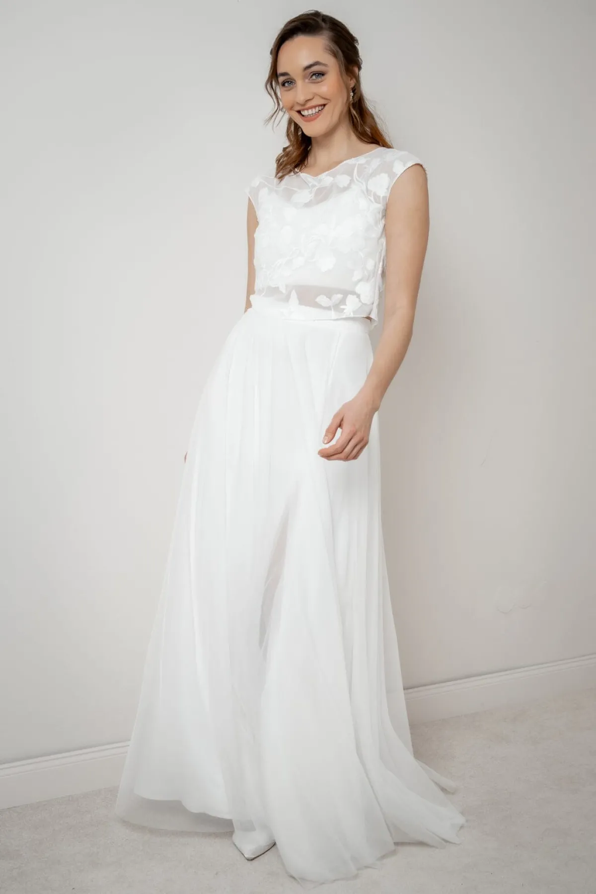 Gemustertes Braut Top aus Chiffon – Eniz>noni Outlet