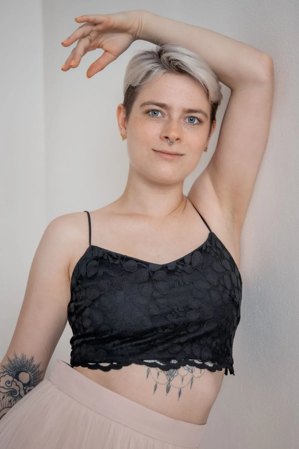 Gemustertes Spitzentop – Norine Cropped Black>noni Best