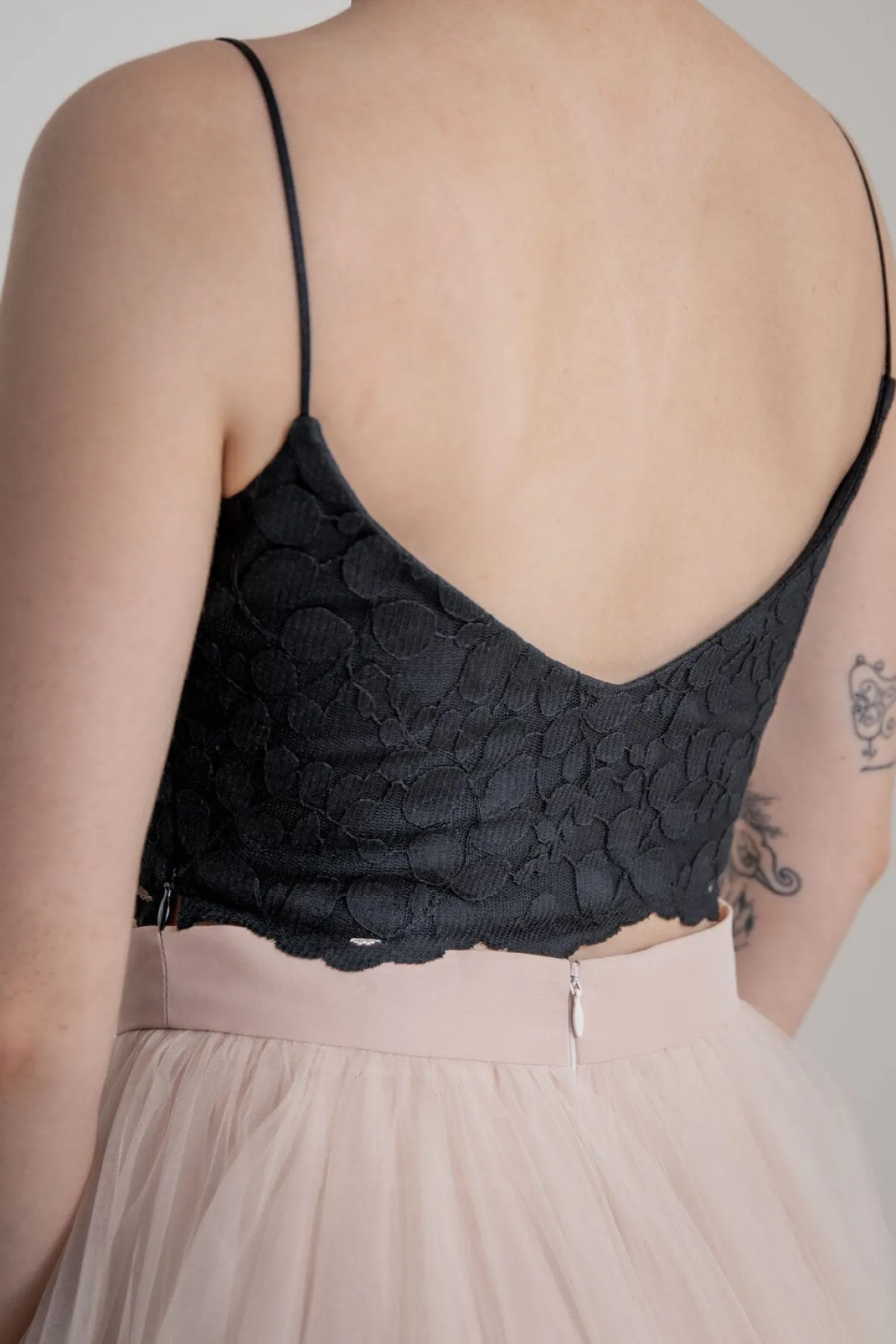 Gemustertes Spitzentop – Norine Cropped Black>noni Best