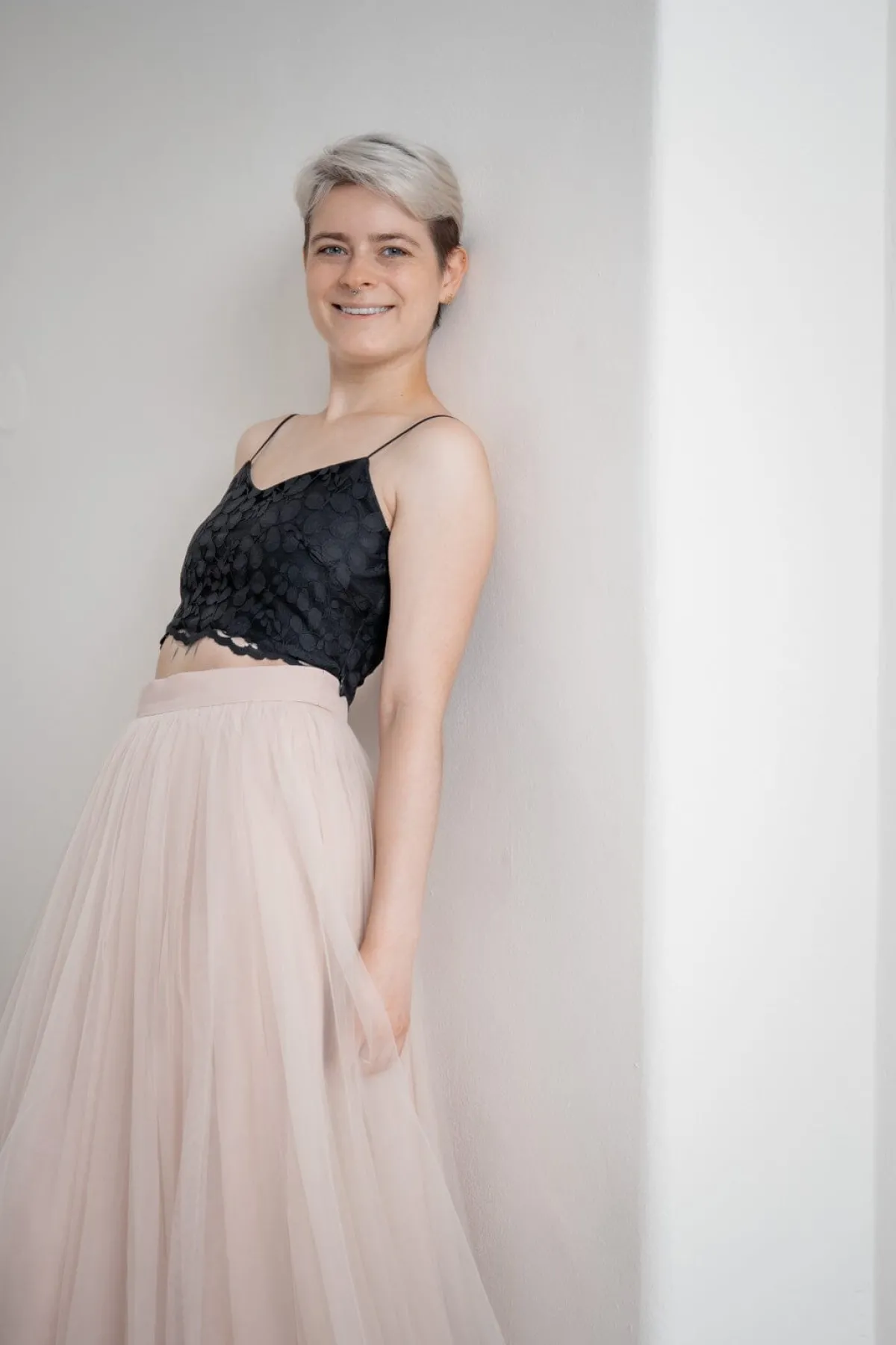 Gemustertes Spitzentop – Norine Cropped Black>noni Best