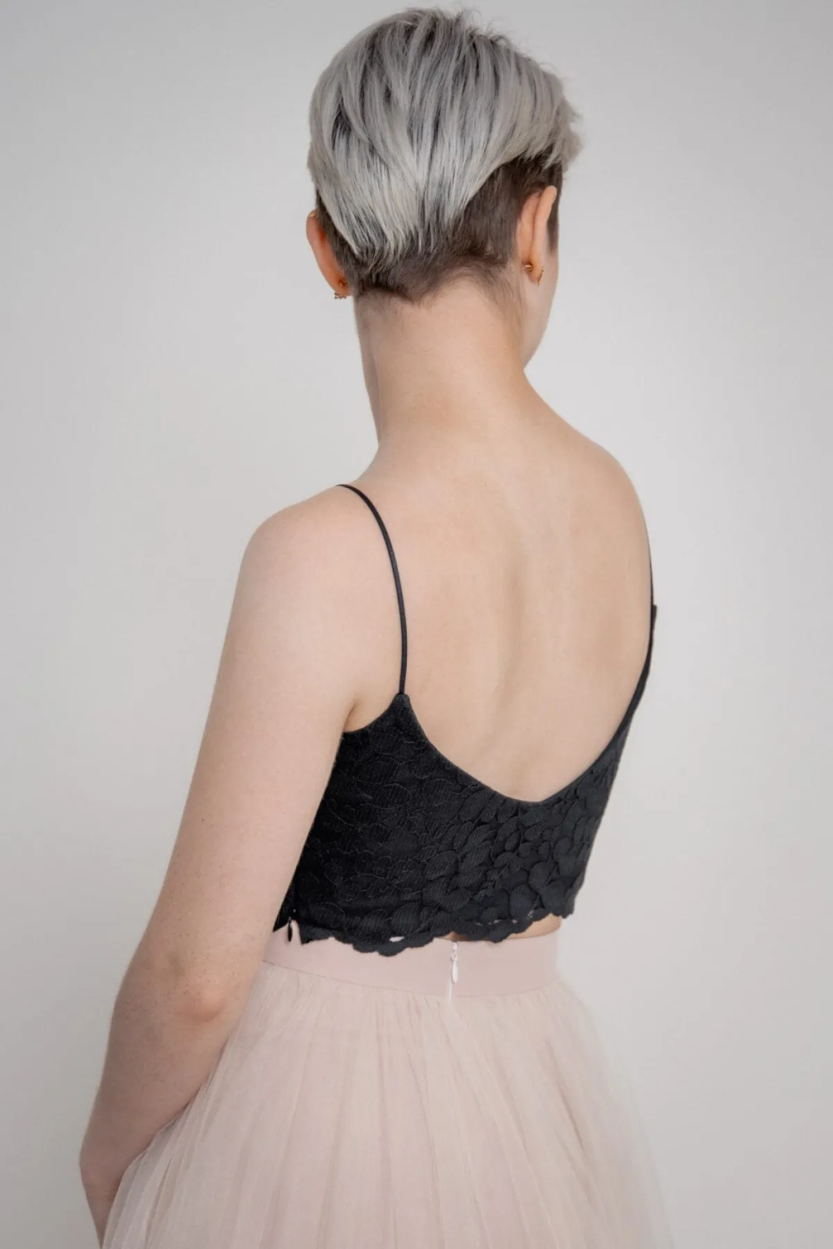 Gemustertes Spitzentop – Norine Cropped Black>noni Best