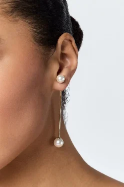 Goldfarbene Ohrhänger mit Perle>Poirier Discount