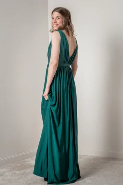 Grünes Brautjungfernkleid mit V-Ausschnitt |>Eliza & Ethan Sale