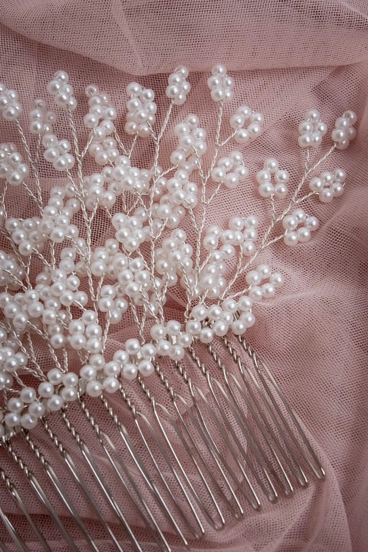 Großer silberner Braut Haarkamm mit Perlen>Fräulein Maya Best