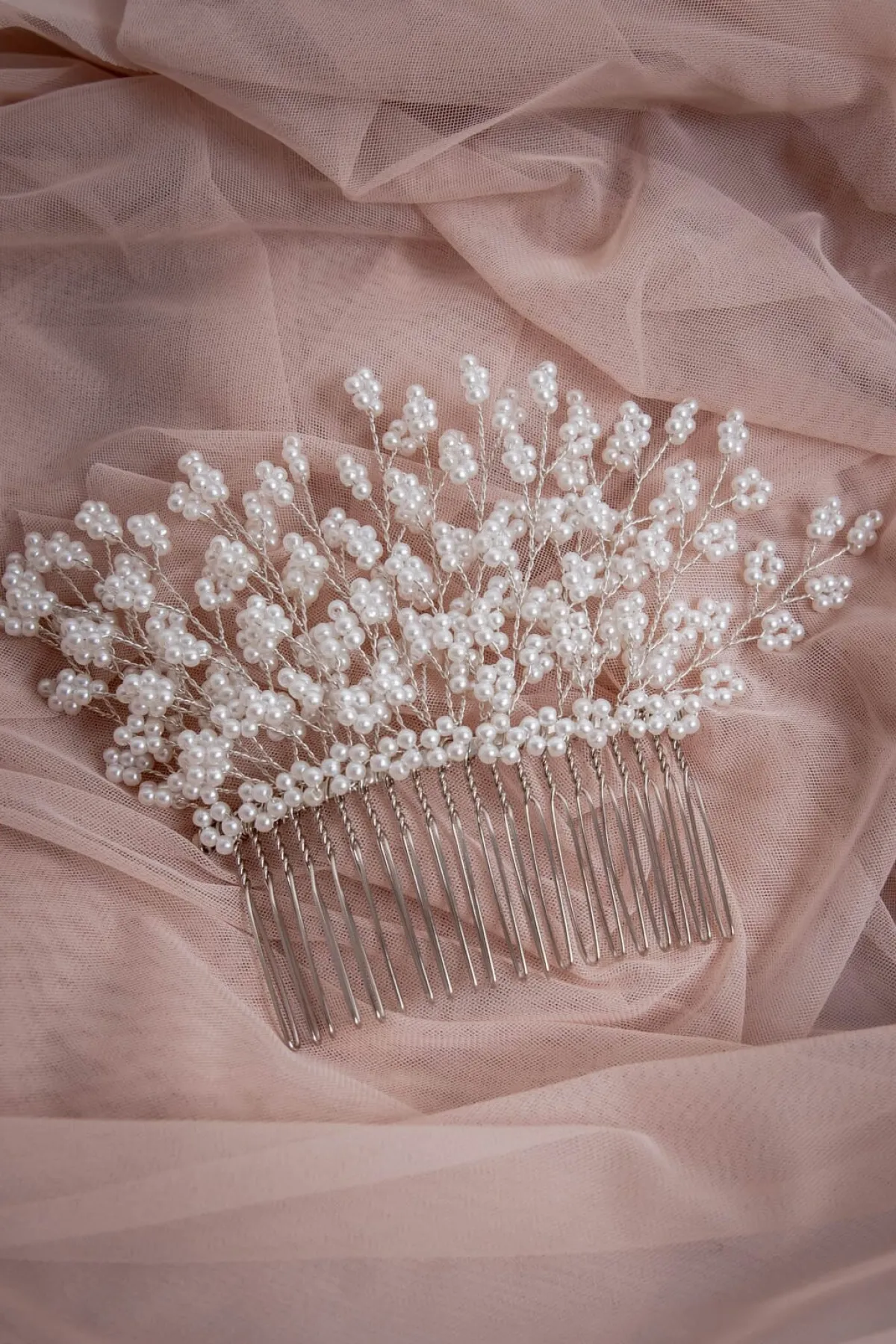 Großer silberner Braut Haarkamm mit Perlen>Fräulein Maya Best