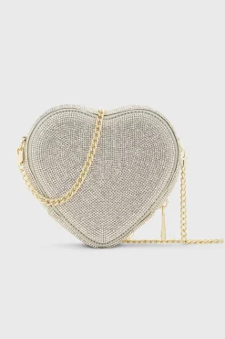 Herzförmige Handtasche in Silber – Midi Heart Bag Crystal |><noscript><img width=