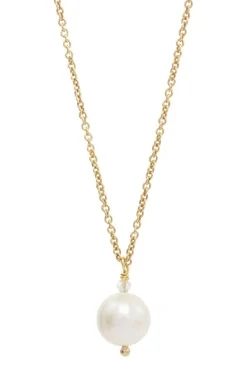 Kette mit rundem Perlen-Anhänger und kleinem Kristall – Blooming Beauty><noscript><img width=