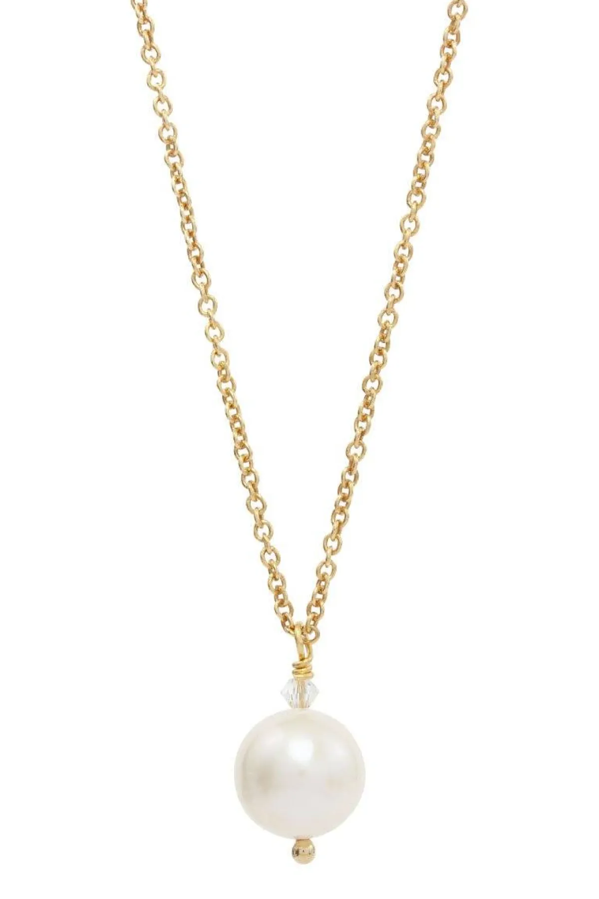 Kette mit rundem Perlen-Anhänger und kleinem Kristall – Blooming Beauty>Juvelan