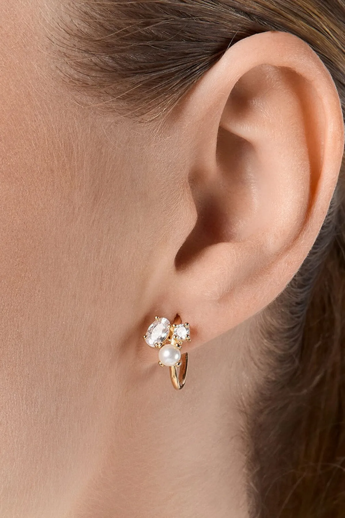 Kleine Braut Ohrringe mit Strass und Perlen>Poirier Discount