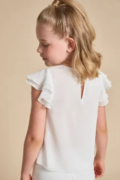 Kommunion-Chiffonbluse mit kurzen Ärmeln><noscript><img width=