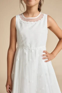 Kommunionkleid aus besticktem Tüll><noscript><img width=