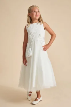 Kommunionkleid mit Glitzer und Blütenverzierung>Weise Outlet