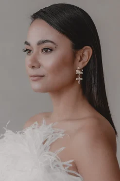 Kristallbesetzte Braut Ohrringe – Modernist><noscript><img width=