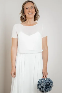 Kurzarm-Braut Top aus Chiffon – Lani><noscript><img width=