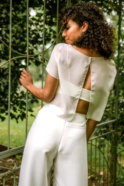 Kurzarm-Braut Top aus Chiffon – Lani><noscript><img width=