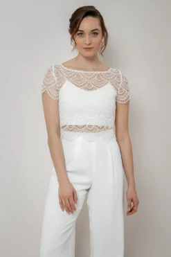 Kurzarm-Braut Top aus Vintage-Spitze – Niah><noscript><img width=