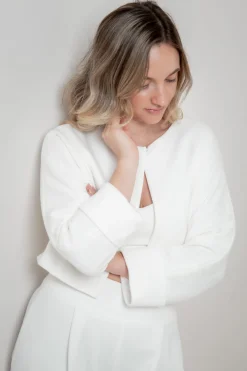 Kurze Braut Jacke aus Strickmix mit Kaschmir>Poirier Sale
