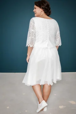 Kurzer Plus Size-Braut Rock in Ivory – Evie Curvy><noscript><img width=