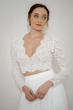 Langarm-Braut Top mit Bogenkanten – Zea>noni Online