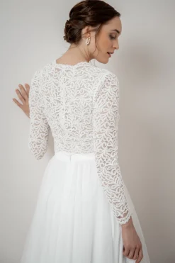 Langarm-Braut Top mit Bogenkanten – Zea>noni Online