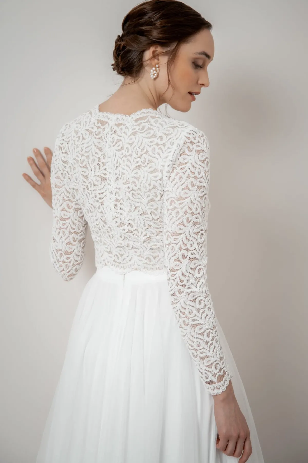 Langarm-Braut Top mit Bogenkanten – Zea>noni Online