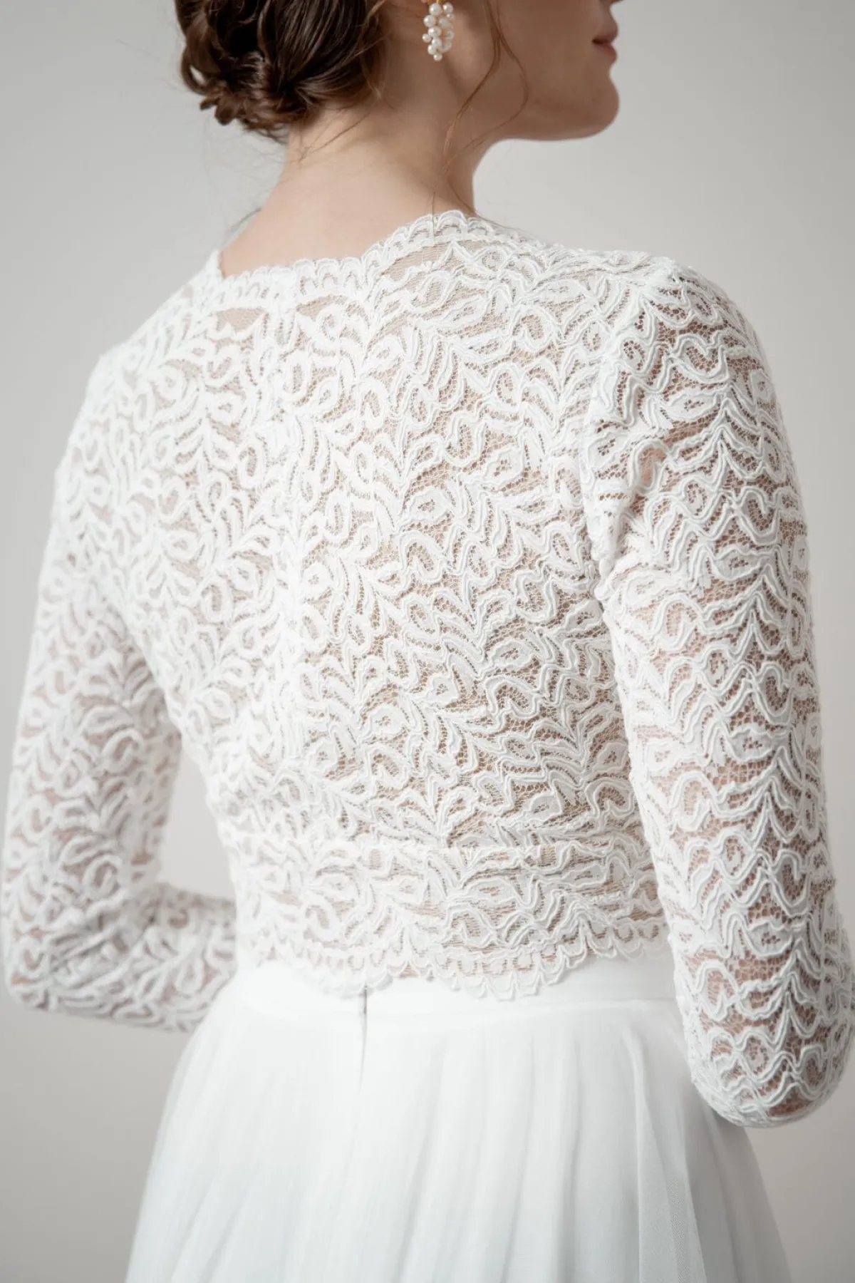 Langarm-Braut Top mit Bogenkanten – Zea>noni Online