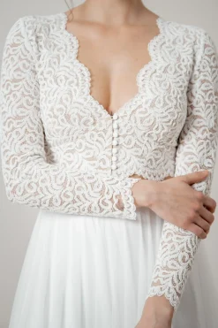 Langarm-Braut Top mit Bogenkanten – Zea><noscript><img width=