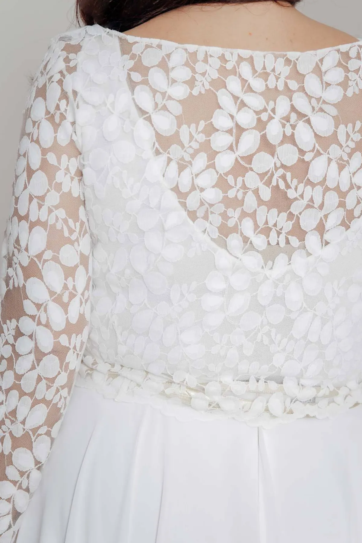 Langarm-Brauttop aus Blätterspitze – Norine Curvy>noni Clearance