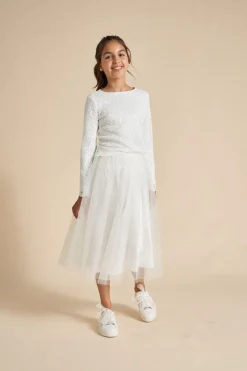 Langarmtop aus Blumenspitze für die Kommunion>Weise New