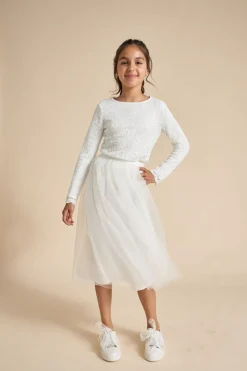 Langarmtop aus Blumenspitze für die Kommunion><noscript><img width=