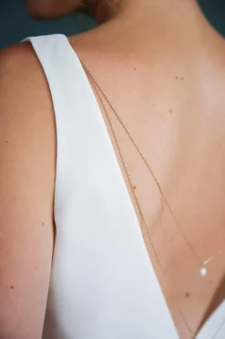 Lange, zweireihige Rückenkette mit Perlen, Brautschmuck>La Chia