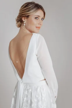 Lange, zweireihige Rückenkette mit Perlen, Brautschmuck><noscript><img width=