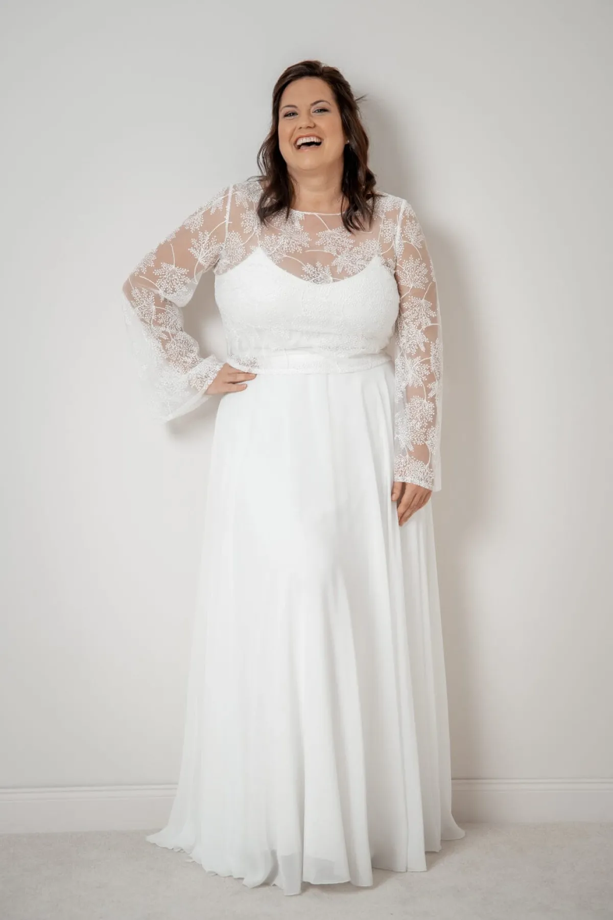 Langer Braut Rock aus Chiffon – Isla Curvy>noni Clearance