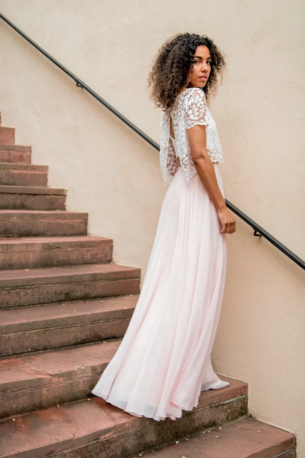 Langer Braut Rock aus Chiffon – Isla Rosé>noni Sale