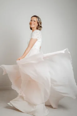 Langer Braut Rock aus Chiffon – Isla Rosé>noni Sale