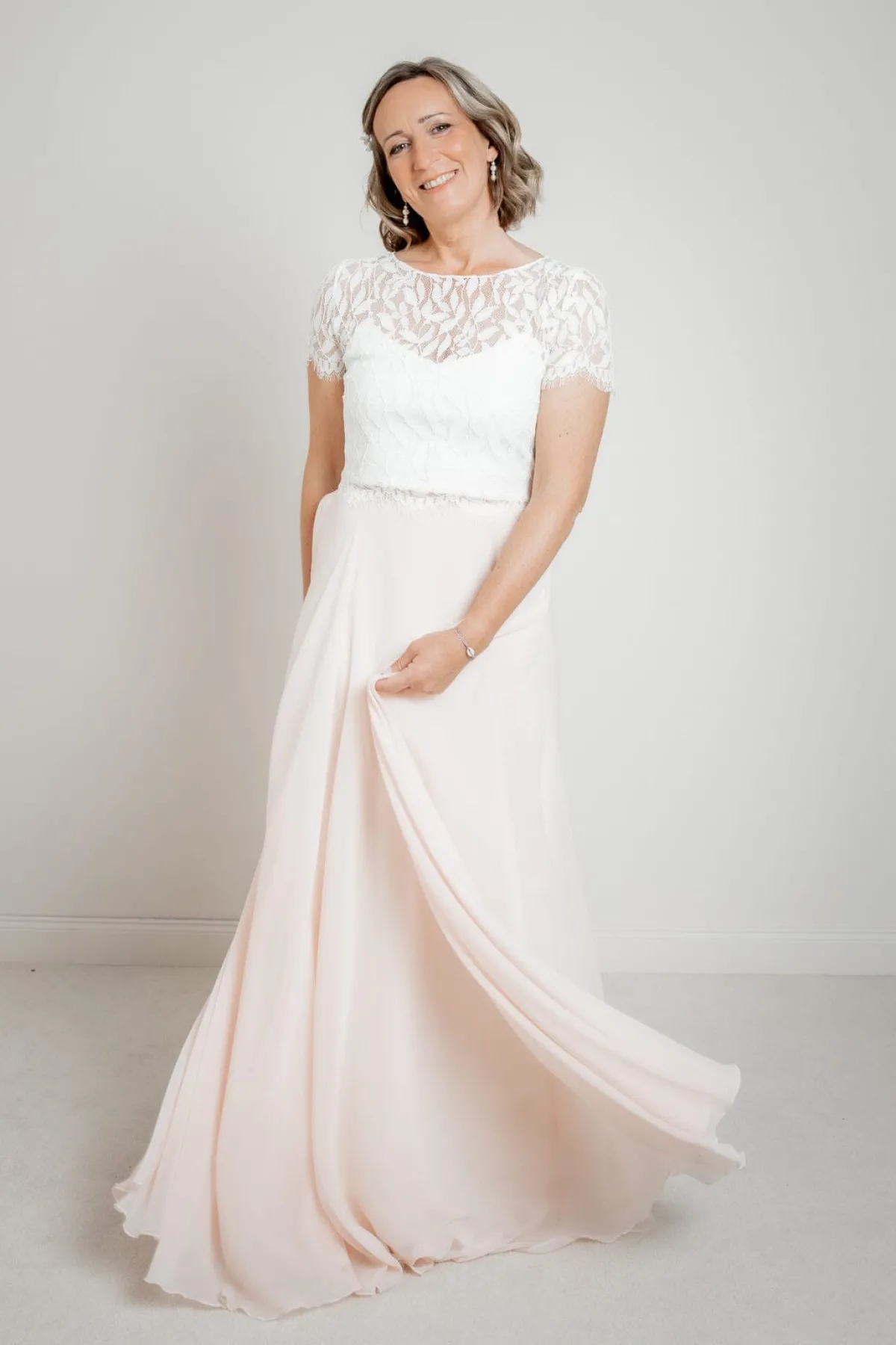 Langer Braut Rock aus Chiffon – Isla Rosé>noni Sale