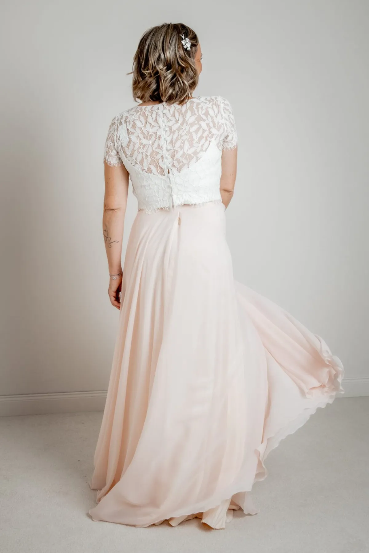 Langer Braut Rock aus Chiffon – Isla Rosé>noni Sale