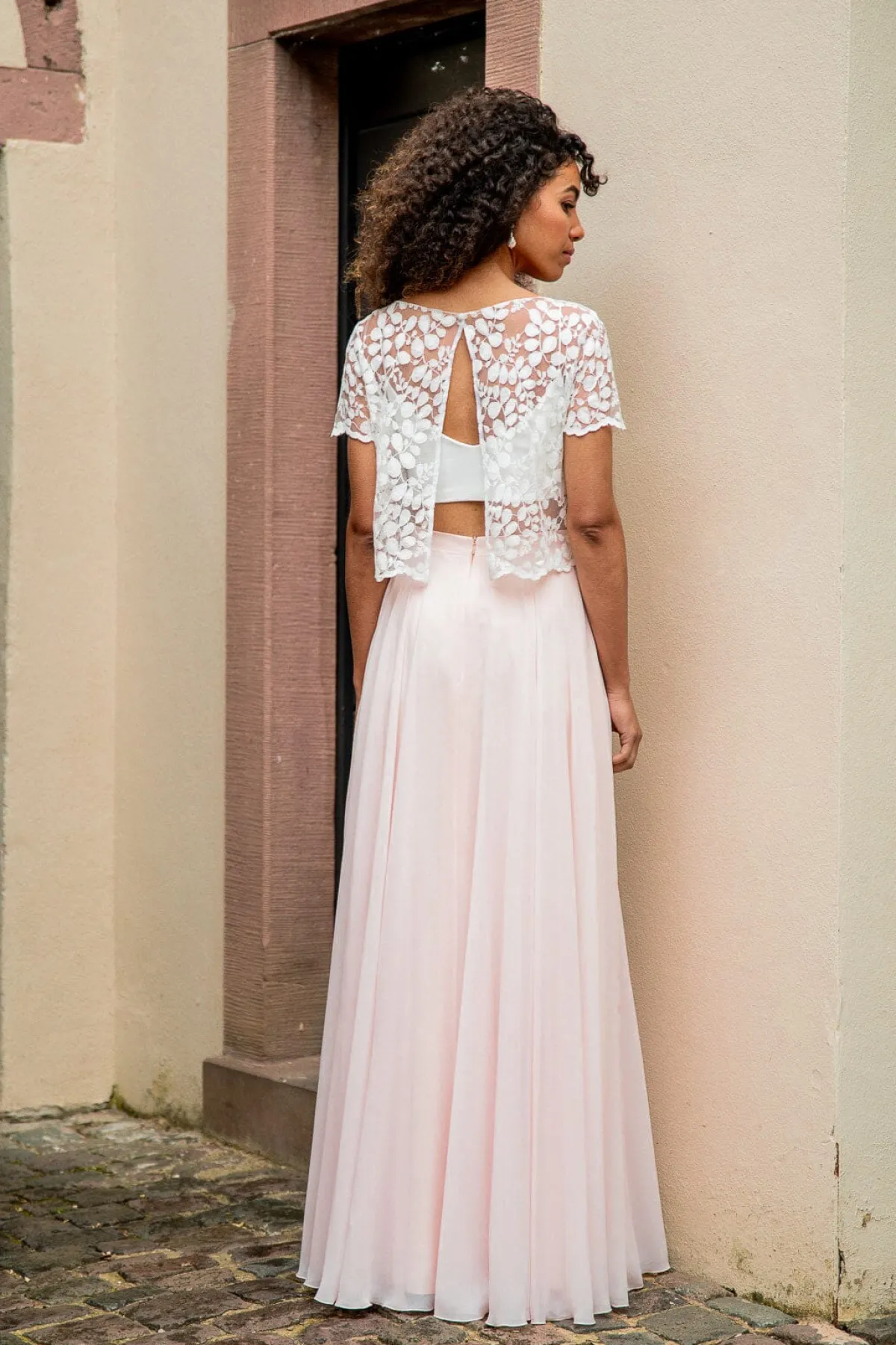 Langer Braut Rock aus Chiffon – Isla Rosé>noni Sale