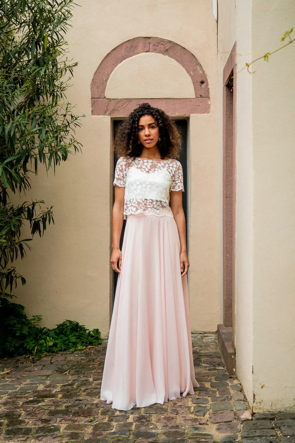 Langer Braut Rock aus Chiffon – Isla Rosé>noni Sale