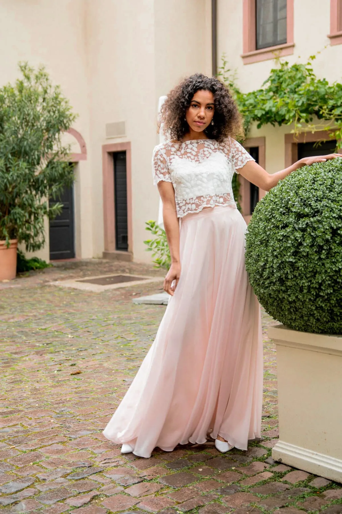 Langer Braut Rock aus Chiffon – Isla Rosé>noni Sale