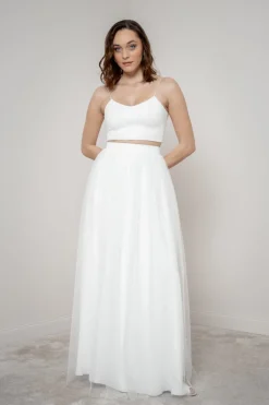 Langer Tüll-Braut Rock mit Perlen – Sira>noni New