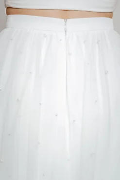 Langer Tüll-Braut Rock mit Perlen – Sira><noscript><img width=