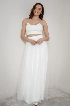 Langer Tüll-Braut Rock mit Perlen – Sira><noscript><img width=