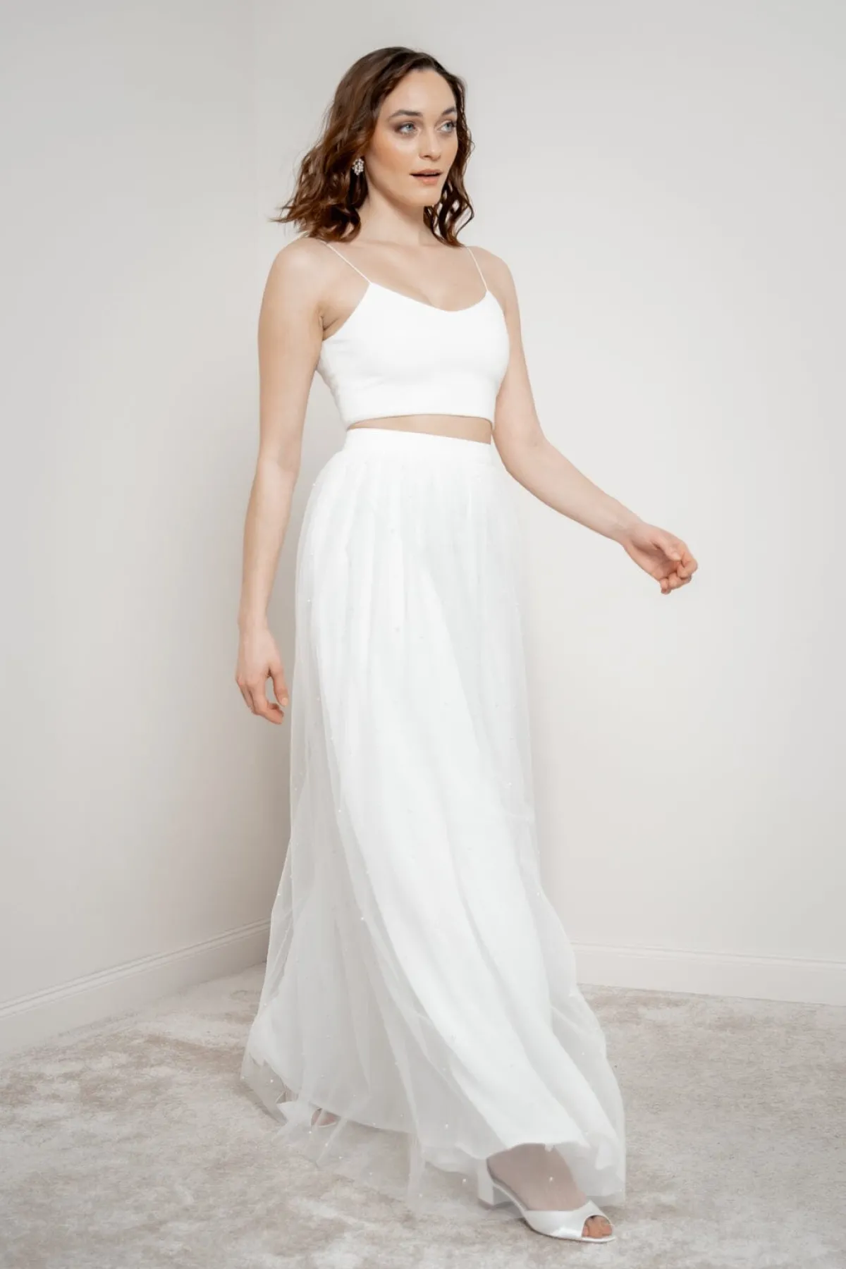 Langer Tüll-Braut Rock mit Perlen – Sira>noni New