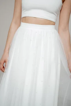 Langer Tüll-Braut Rock mit Perlen – Sira><noscript><img width=