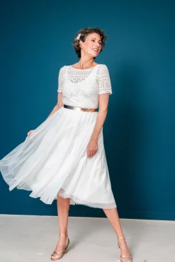 Leder-Brautgürtel in Roségold><noscript><img width=